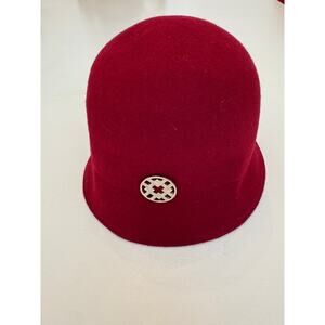 Jaclyn Smith Women's 100% Felted Wool Red Cloche Hat One Size Downton Abbey